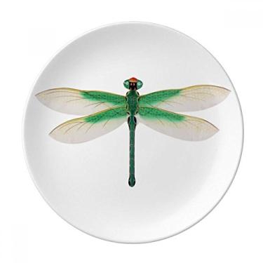 Imagem de Prato de sobremesa tradicional chinês padrão libélula de papagaio decorativo porcelana 20 cm jantar casa