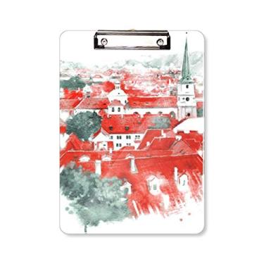 Imagem de Telhado Vermelho Rússia Pintura Prancheta Pasta, Bloco de Escrita Placa de Apoio A4