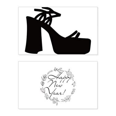 Imagem de Black Women's High Heels Outline Pattern New Year Festival Greeting Card Bless Message Gift