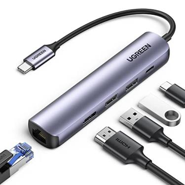 Imagem de UGREEN Hub USB C 60 Hz, adaptador Gigabit USB C para Ethernet 5 em 1 com 4K HDMI, fornecimento de energia de 100 W, 2 USB 3.0, compatível com MacBook, iPad Pro, iPhone 15 Pro/Pro Max, Dell, H