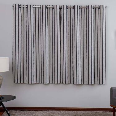 Imagem de Cortina Ipanema Jacquard Estampado 2,00x1,70m Para Sala Quarto Varão 2m - Listra Preto