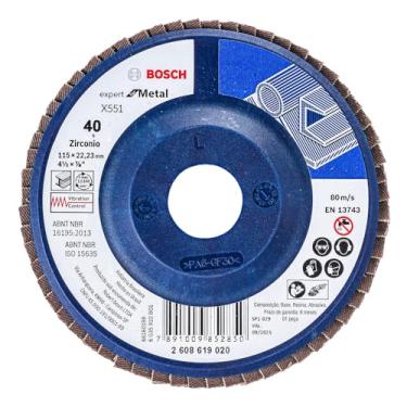 Imagem de Bosch 2608619020-000 Disco Flap Expert G40 Reto em Plástico para Metal, 115 mm