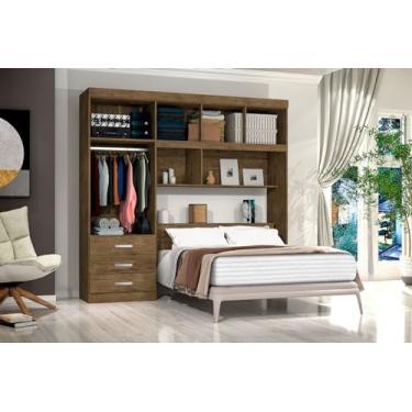 Imagem de Roupeiro Cancún com Cabeceira 5 Portas (Jequiti/Avelã)