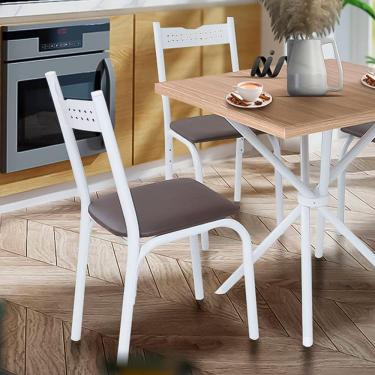 Imagem de 2 Cadeiras De Jantar Aço Branco Marrom Ana Ciplafe