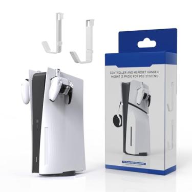 Imagem de NATEFEMIN 2 peças de suporte de fone de ouvido com gancho para PS5/para PS5 Slim Controller/Headset Gaming Device