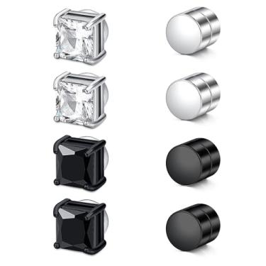 Imagem de Longita Brincos magnéticos de encaixe - visual falso e realista, Aretes de Iman masculino, Metal, aço inoxidável