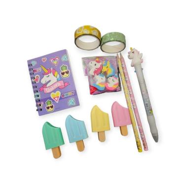 Imagem de Kit Papelaria Fofa Kwai Unicórnio - Itens Variasos Presente