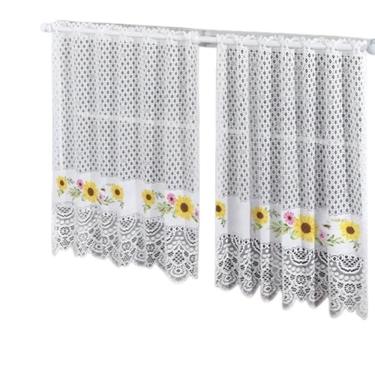 Imagem de Cortina Pia Vitro Renda Cozinha Girassol 1,60X0,80 Alt