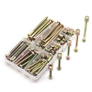 Imagem de Parafusos de substituição para berço, binifimux 100 peças M6 x 35 mm/45 mm/55 mm/65 mm/75 mm Hex Drive Socket Cap parafusos barril porcas kit de sortimento para cadeiras de berço Camas móveis