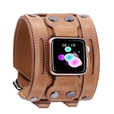 Imagem de VIQIV Pulseiras para relógio inteligente compatíveis com Apple Watch de 38 mm/40 mm/41 mm para Iwatch série Ultra/9/8/7/6/5/4/3/2/1/SE para homens e mulheres, pulseira de couro genuíno feita à mão