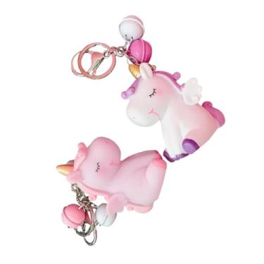 Imagem de Chaveiro de unicórnio 2 peças com pingente de unicórnio para crianças e adultos (rosa e roxo)