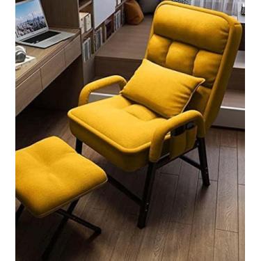 Imagem de Poltronas para sala de estar com banquinho para os pés, cadeiras confortáveis ​​de tecido com encosto ajustável e bolsos laterais, cadeira de lazer estofada ocasional com asa traseira para l