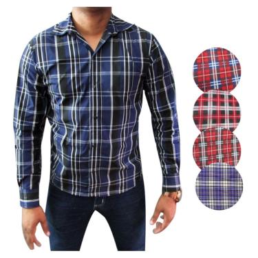 Imagem de Camisa Xadrez Caipira Masculina Adulto Caipirinha Manga Longa Festa Junina Noivo Quadrilha Quermesse São João Arraiá