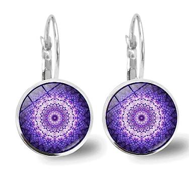 Imagem de Brincos femininos de mandala, flor da vida, brincos de gancho de orelha francesa, joias criativas, pequenos presentes, Metal, Sem pedra preciosa