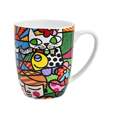Imagem de BRITTO Caneca de café Romero Bone China, 476 g, natureza em harmonia, design de arte animal