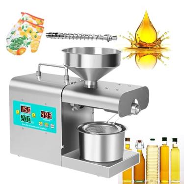 Imagem de KKSOUFX Máquina Prensa Óleo Elétrica,Máquina automática prensa óleo, todo em aço inoxidável, prensa fria/quente,Prensagem Contínua 24 Horas/Quente/Frio Para amendoim, gergelim e linhaça