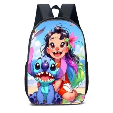 Imagem de MOCHILA ESCOLA INFANTIL JUVENIL ANIME MOANA E STITCH FELIZ-Unissex