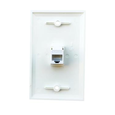 Imagem de BUPLDET Placa de parede Ethernet CAT6 de 1 porta fêmea para fêmea - rede de gangue único Cat 6 RJ45 Keystone Jack Pass Through Placa de cobertura para cabos CAT7/CAT6/CAT5e - Branco
