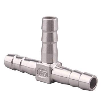 Imagem de DERPIPE Farpa de mangueira de aço inoxidável de 9,5 mm, 3 vias Tee Shape Union Farpado Divisor