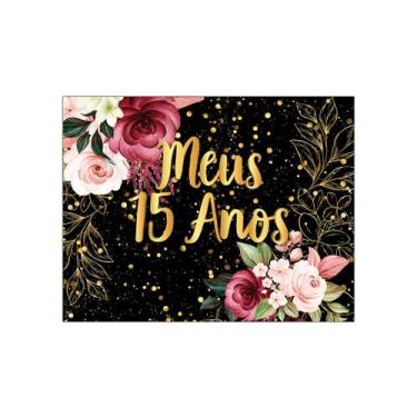 Imagem de Painel de Festa Horizontal 1,55 X 1,20 - Meus 15 Anos Floral Efeito Br
