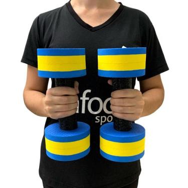 Imagem de Halter de Hidroginástica Redondo em EVA DF4015-AZ 1-2Kg Azul/Amarelo D