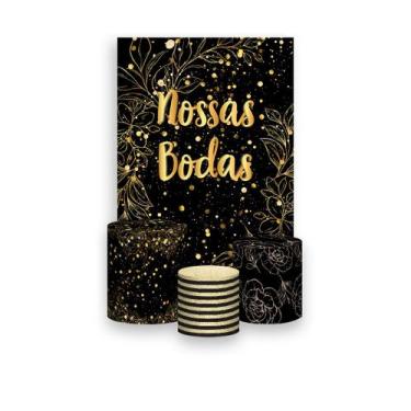 Imagem de Painel De Festa Vertical 1,50 x 2,20 + Trio De Capas Cilindro - Efeito