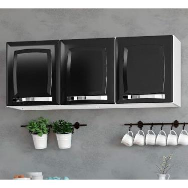 Imagem de Armário de Cozinha Aéreo Rose em Aço 105CM 3 Portas Itatiaia, Preto