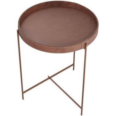 Imagem de Mesa De Canto Lateral Decorativa Industrial Sala de Estar 56 cm Sintét