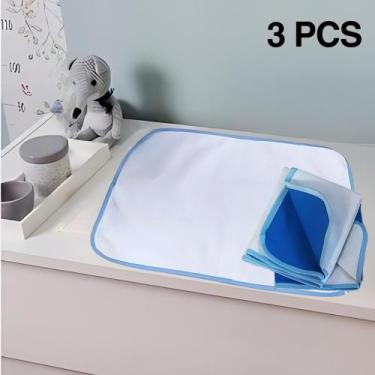 Imagem de 3 Protetores de Colchão 70x50 Absorventes Laváveis Branco com Borda Az