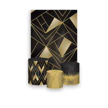 Imagem de Painel De Festa Vertical 1,50 x 2,20 + Trio De Capas Cilindro - Geomét