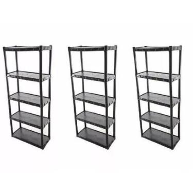 Imagem de Estante Plástica  5 Prateleiras Preta KIT COM 3 - Agraplast