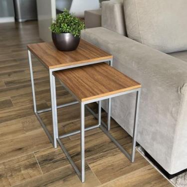 Imagem de Conjunto de Mesas Ninho Atlanta Amadeirado - BELI HOUSE