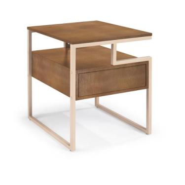 Imagem de Mesa Cabeceira Copacabana em Aço Carbono Dourado - Drop mobiliário