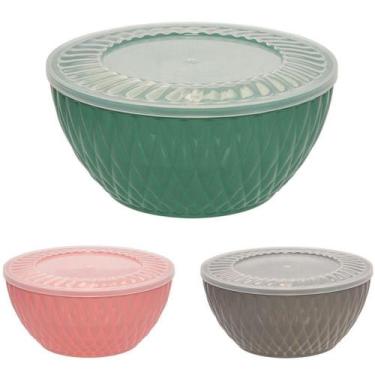 Imagem de Tigela / saladeira de plastico redonda bowl colors com tampa hermetica