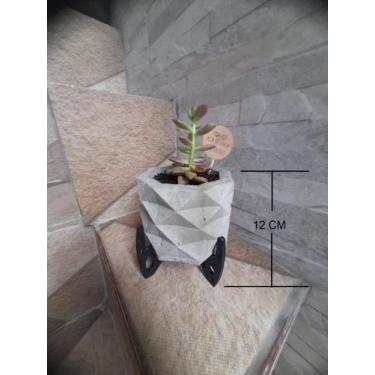 Imagem de Vaso Cimento Concreto Rústico Com Pé Para Suculentas - Policatto 3D