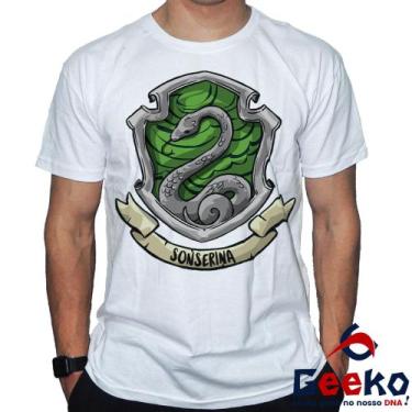 Imagem de Camiseta Sonserina 100% Algodão Harry Potter Slytherin Geeko, Branco g