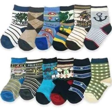 Imagem de 12 pares Meia Infantil Masculina 0 a 10 anos Amorarma  Cano longo meia