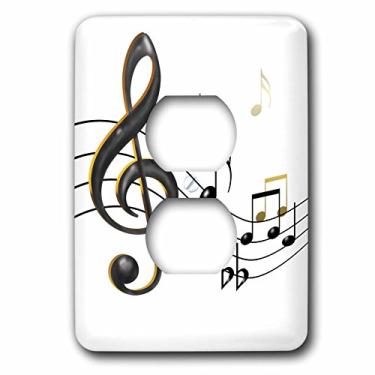 Imagem de 3dRose lsp_55502_6 Escudo de música, décimo sexto, quarto, notas, sapatilhas e afiadas em capa preta e dourada