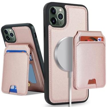 Imagem de SailorTech Capa para iPhone 11 Pro Max com suporte para cartão de crédito seguro para iPhone 11 Pro Max, capa de couro para mulheres compatível com mag safe carteira destacável 2 em 1 para homens -