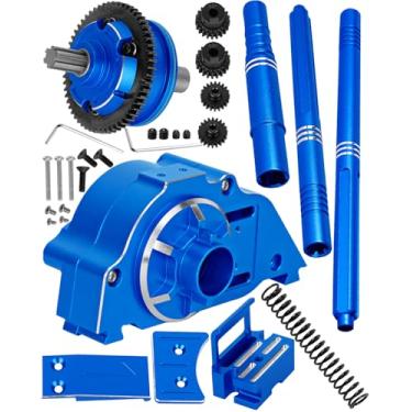 Imagem de RcarmubWow RC Center Transmission Box &57T Slipper &Center Driveshafts Upgrades Part for 1/10 Kraton/Outcast 4x4 4S V2 BLX T3/T4,Metal Gearbox &Center CVD &57T Spur Gear w/ 20T 21T Pinions,Navy Blue
