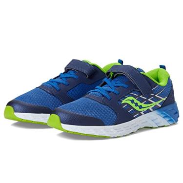 Imagem de Saucony Tênis de corrida unissex infantil com fecho alternativo de vento 2.0, Azul/verde, 11 X-Wide Big Kid