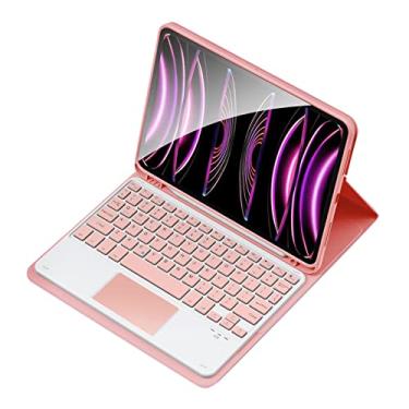Imagem de Teclado BT sem fio Teclado USB com estojo protetor de couro PU para tablet Compatível com iPad Air2 9,7 pol./ iPad 9,7 pol. / iPad 9,7 pol. / iPad Pro 9,7 pol./604(Rosa,TP-9709)