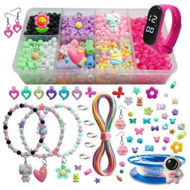 Imagem de Kit De Fazer Pulseiras Colar maleta Miçangas Bijuteria Infantill - Arm