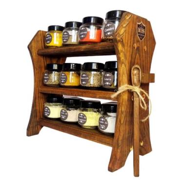 Imagem de Porta Temperos Balcão com 12 Potes e Colher dosadora - Boss Arte em Ma