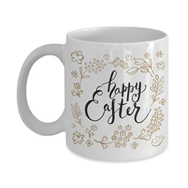 Imagem de Caneca de café de cerâmica com design de flor de Páscoa feliz ideia de presente