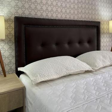 Imagem de Cabeceira Cama King Veneza 05 Diamond 2 Com tachas Corano Marrom 120 R