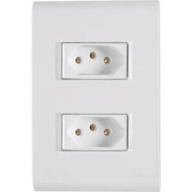 Imagem de Kit c/ 5 tomada dupla 10a c/ placa 4 x 2 liz tramontina, Branco, Bivol