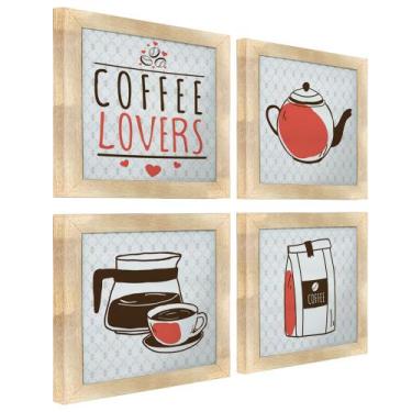Imagem de Quadro Decorativo Cozinha Café Padaria Copa 20x20cm Kit 4 un - Arte na