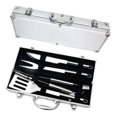 Imagem de Kit Churrasco Com 4 Peças E Maleta Em Aço Inox - UnyGift - Uny Gift
