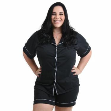 Imagem de Pijama Feminino Americano Plus Size  - Prikéta Pijamas, Preto, G1
